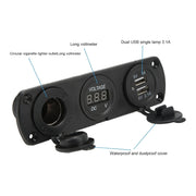 USB Car Charger Voltage Meter & Cigarette Lighter Control Panel - 6" x 1-3/4 x 2