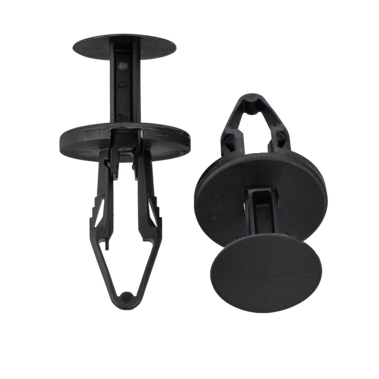 Black Nylon Ergo Tufloks Push Retainer Clips - 21/64" Hole - 24 MM Stem - 25 Pack
