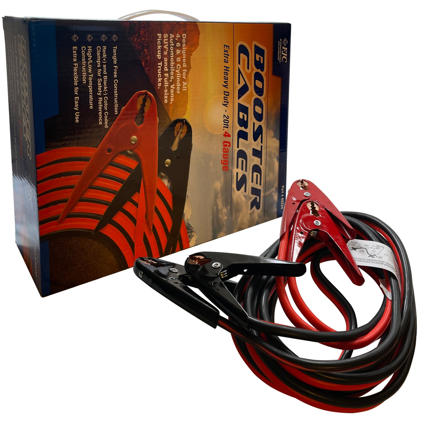 FJC HD 4 AWG Gauge 20' FT 600 AMP Parrot Clamp Battery Booster Jumper Cables - Heavy Duty