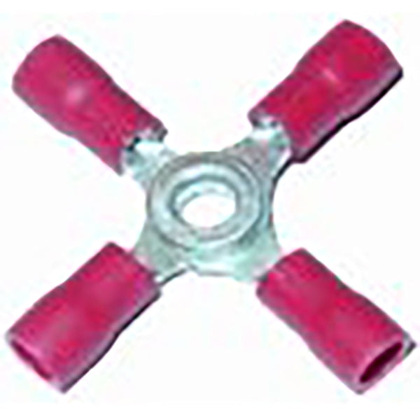 Vinyl Insulated Red 4-Way Wire Terminal Connector 22-18 Gauge - 10 Pack