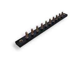 10-Stud Terminal Strips - Stud Type 30 AMP 12V DC #10-32 brass mounted on 5/8" centers