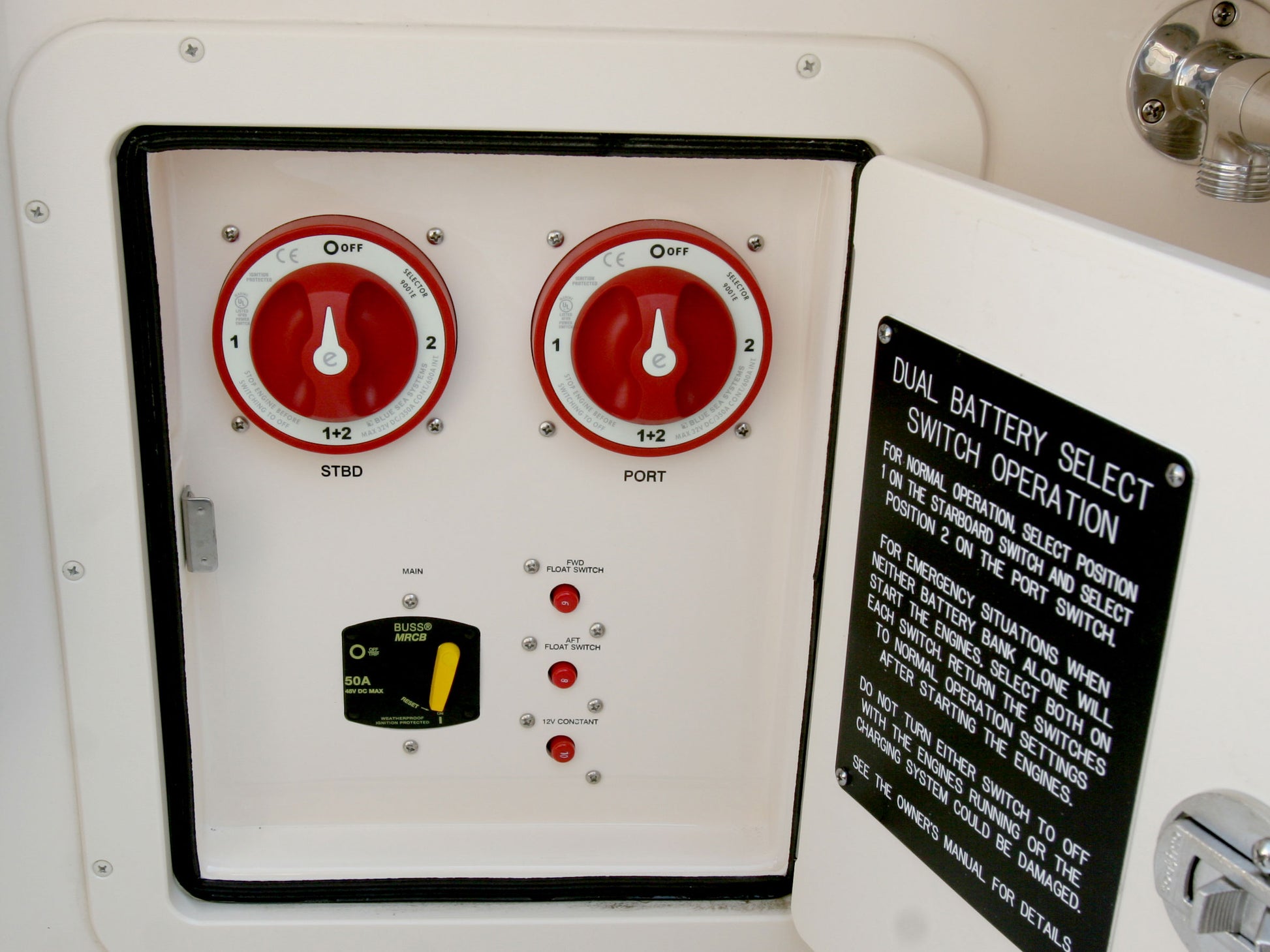 Blue Sea 9001e Marine 4-Position Dual Boat Battery Selector Switch - OFF/1/1+2/2