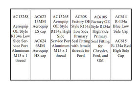 16 Piece A/C Service High & Low Side R-134a Port Adapter & Cap Assortment Kit