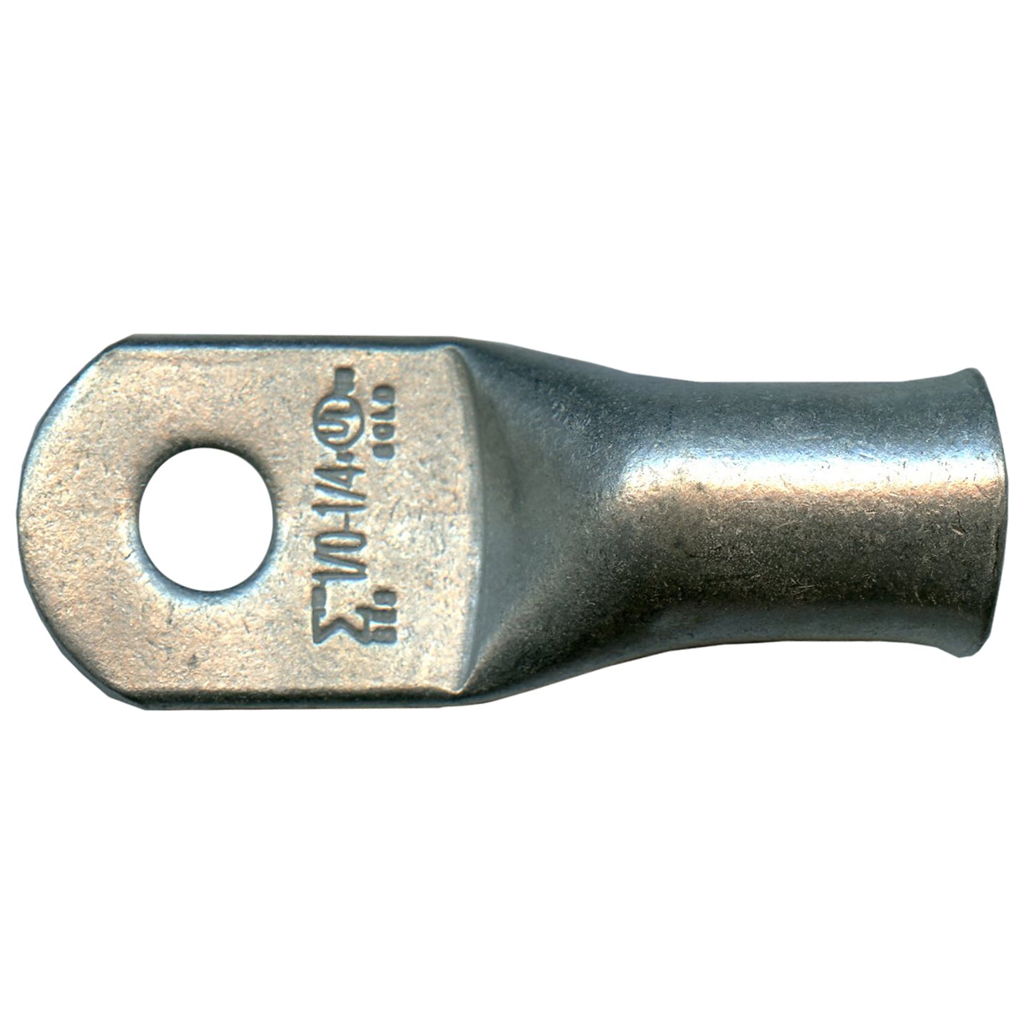 Standard Tinned Copper Lug 1/0 AWG 1/4" Ring Size - 10 Pack
