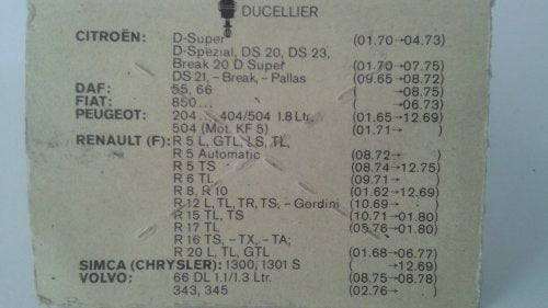 Ignition Breaker Contact Points, Renault, Peugeot 1962-90  VOLVO 1975-86, 1237013808