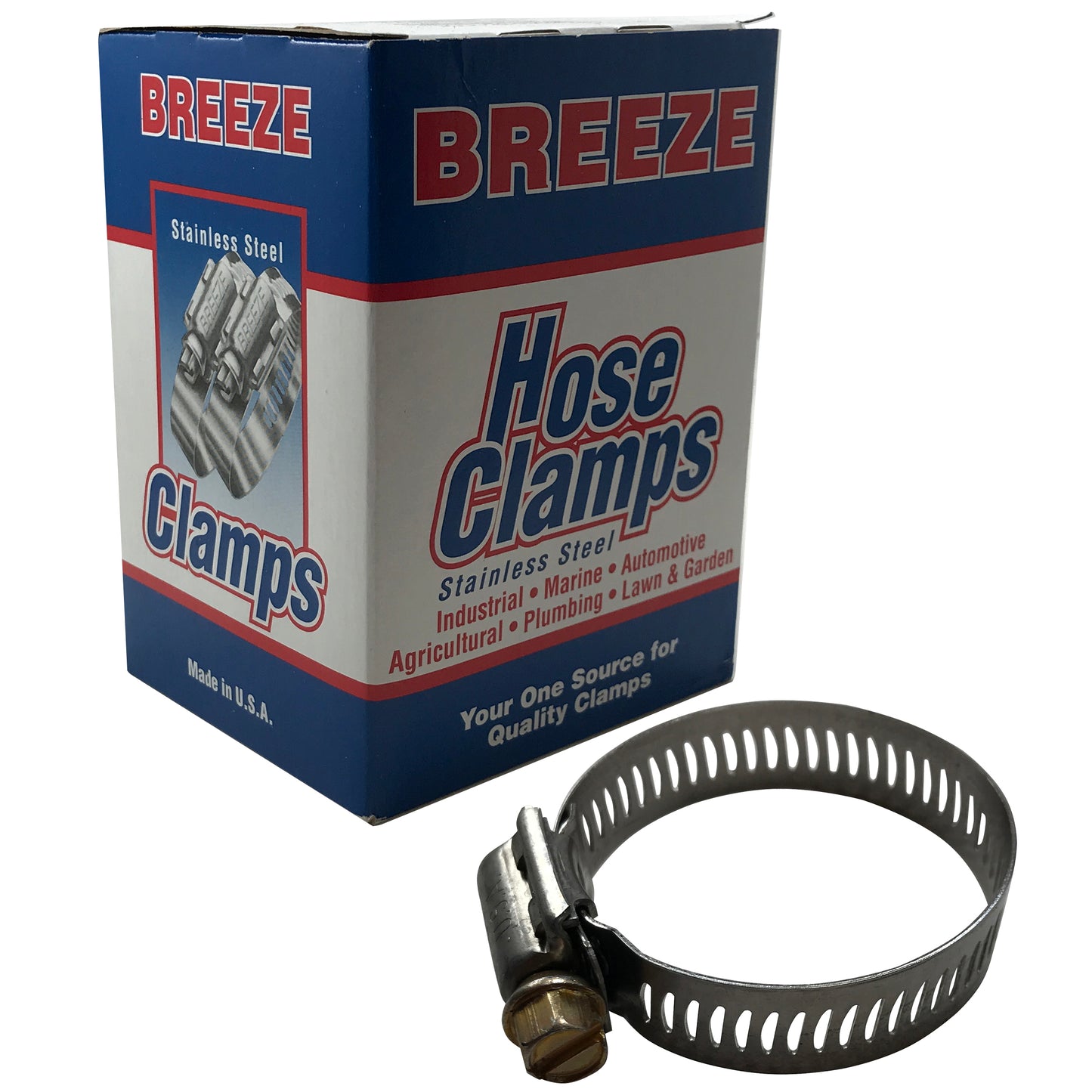 Box of 10 SAE #20 Stainless Steel 13/16 to 1-3/4 Worm Gear Hose Clamp 1/2 Band