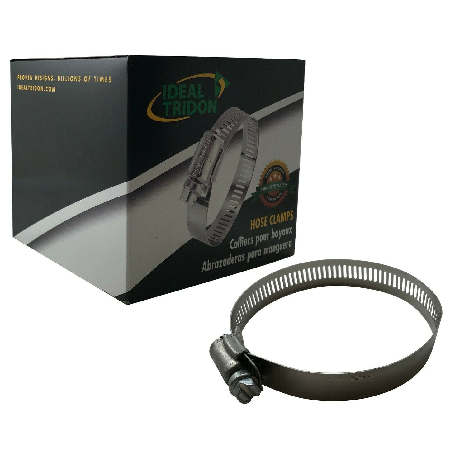 Box of 10 SAE #44 Stainless Steel 2 1/4" - 3 1/4" Worm Gear Hose Clamp 9/16 Band