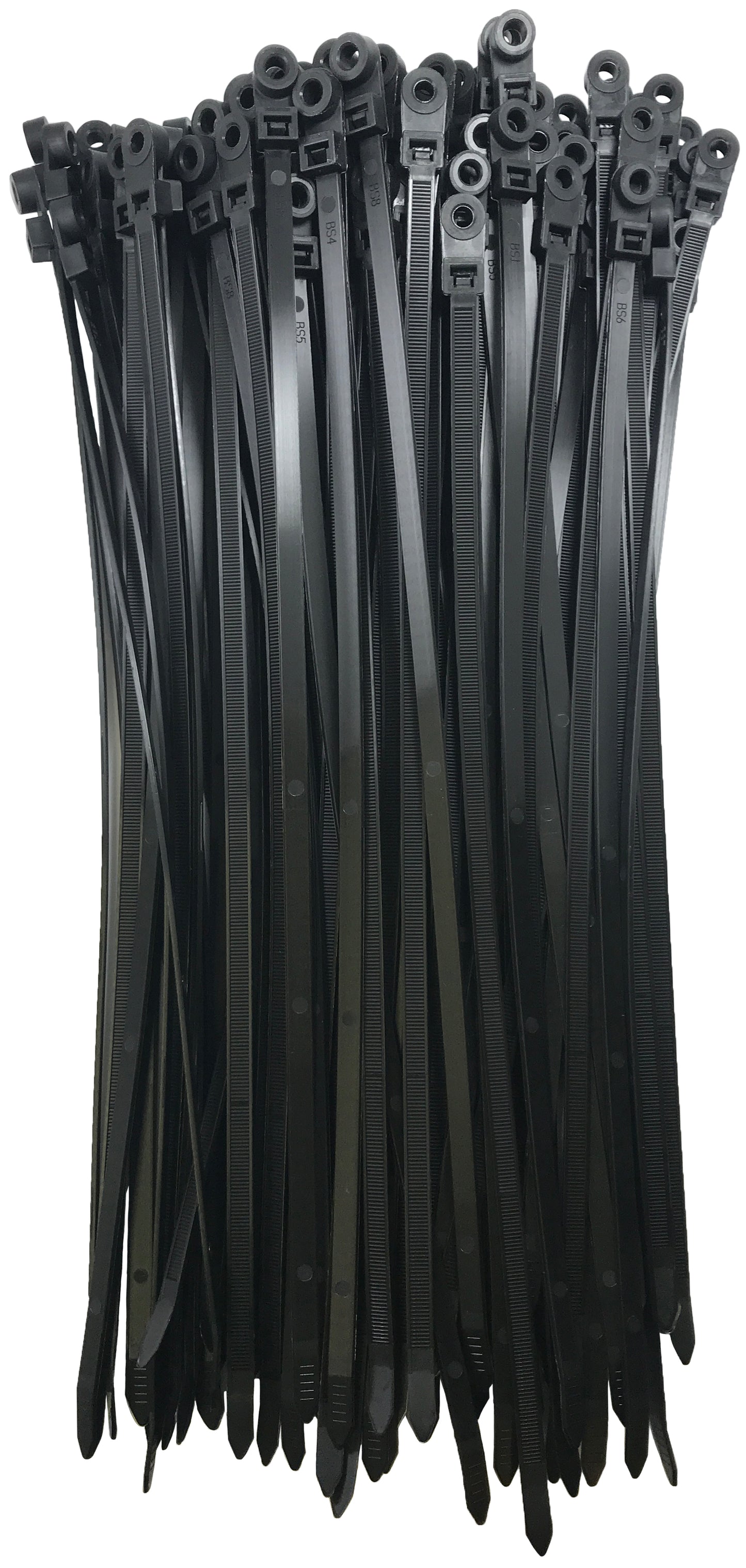 Mounting Hole Black 14" Inch Cable Ties 120 lbs - 100 Pack