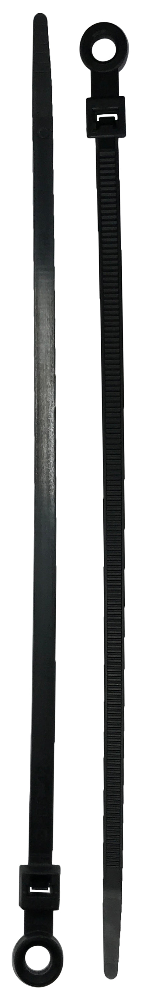 Mounting Hole Black 7" Inch Cable Ties 50 lbs - 100 Pack