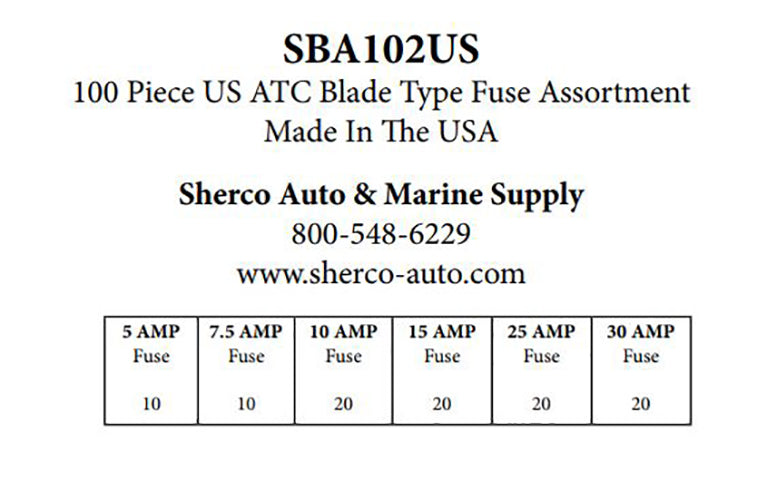 100 Piece ATO/ATC Blade Type Fuse Assortment - USA Made