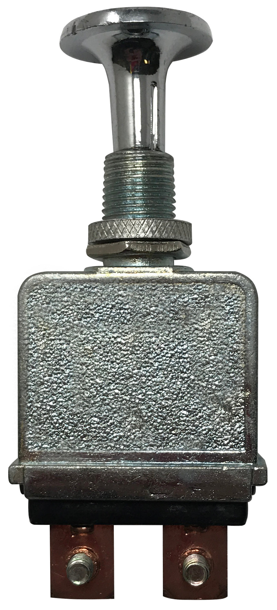 Heavy Duty Metal Chrome Push Pull Switch 6/28V DC 75A SPST - Mount Diam. 15/32 in.