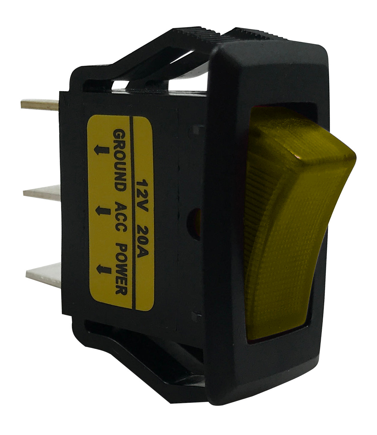 Universal Amber Illuminated Rocker Switch ON / OFF SPST - 20 Amps @ 12 Volt