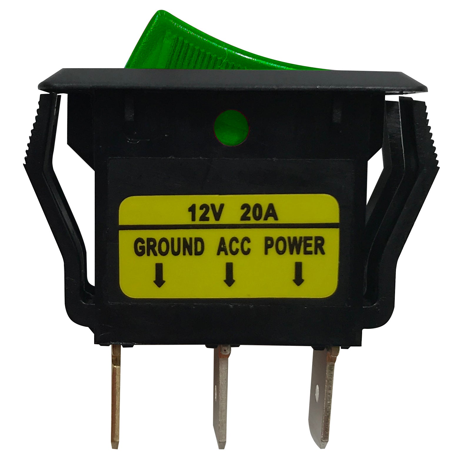 Universal Green Illuminated Rocker Switch ON / OFF SPST - 20 Amps @ 12 Volt