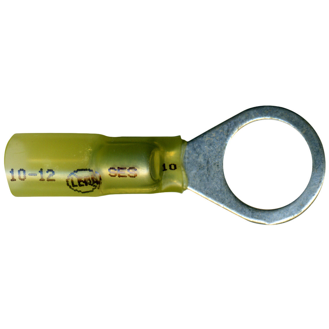 Elektralink Heat Shrink & Solder Yellow Ring Terminal 12-10 Gauge 1/2" Stud - 50 Pack