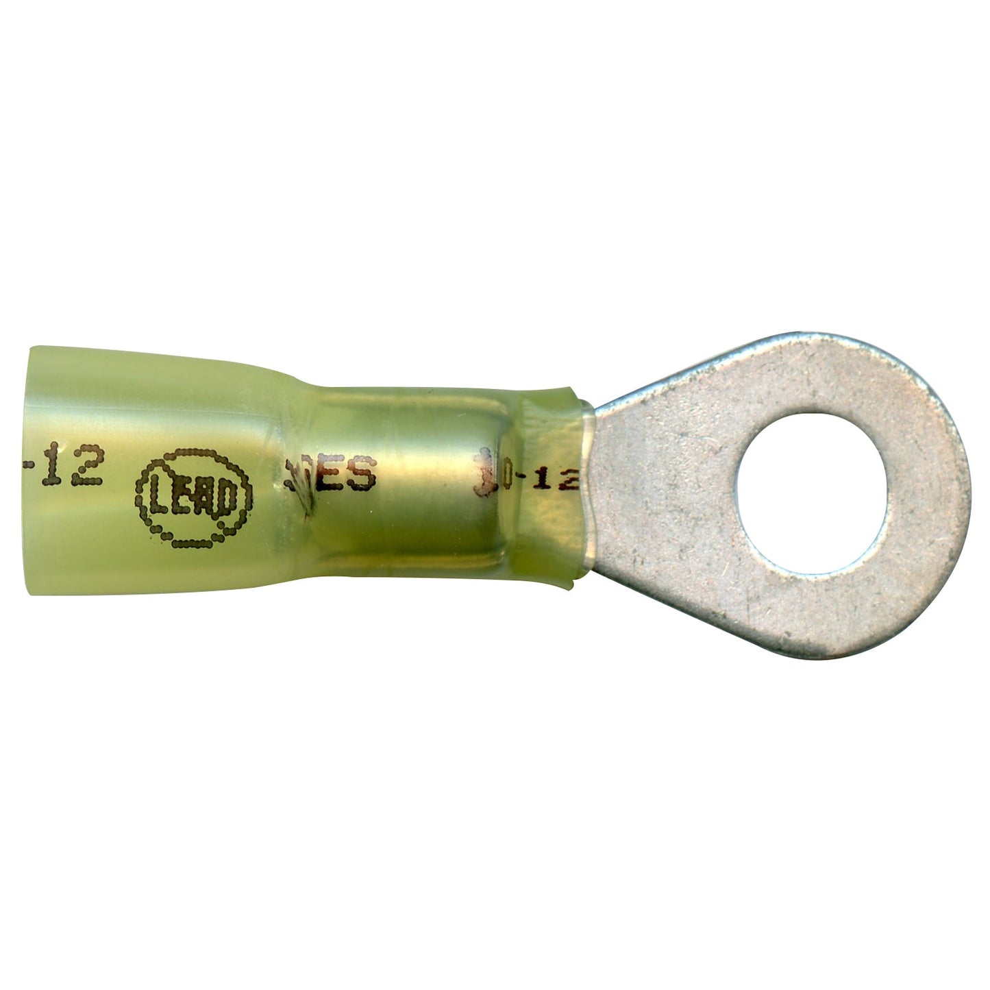 Elektralink Heat Shrink & Solder Yellow Ring Terminal 12-10 Gauge 1/4" Stud - 50 Pack