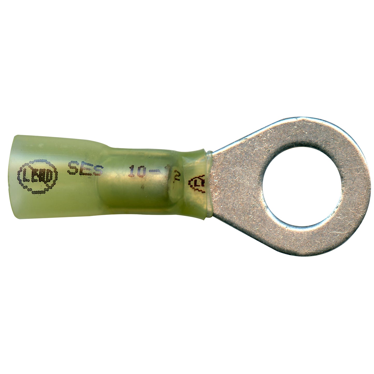 Elektralink Heat Shrink & Solder Yellow Ring Terminal 12-10 Gauge 3/8" Stud - 10 Pack