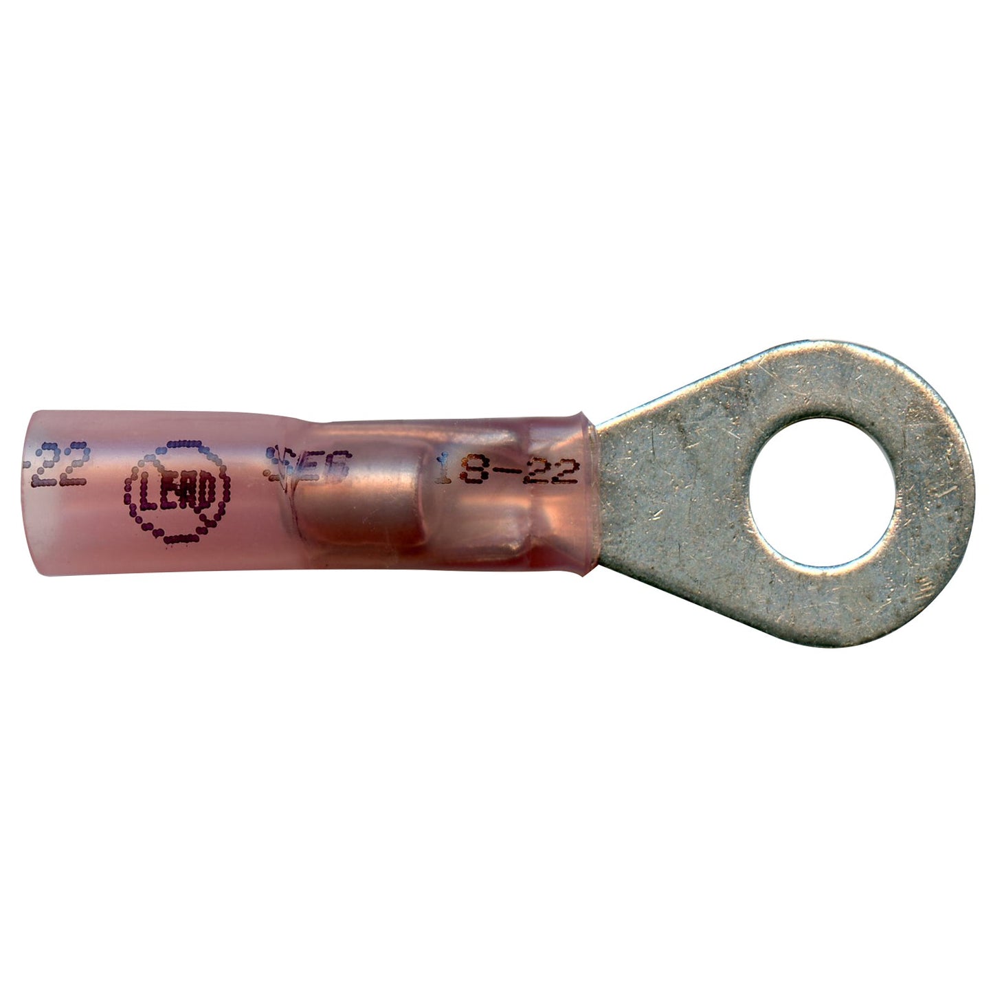 Elektralink Heat Shrink & Solder Red Ring Terminal 22-18 Gauge 1/4" Stud - 500 Pack