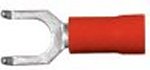 Vinyl Insulated Red Flange Spade Terminal 22-18 Gauge #10 Stud - 100 Pack