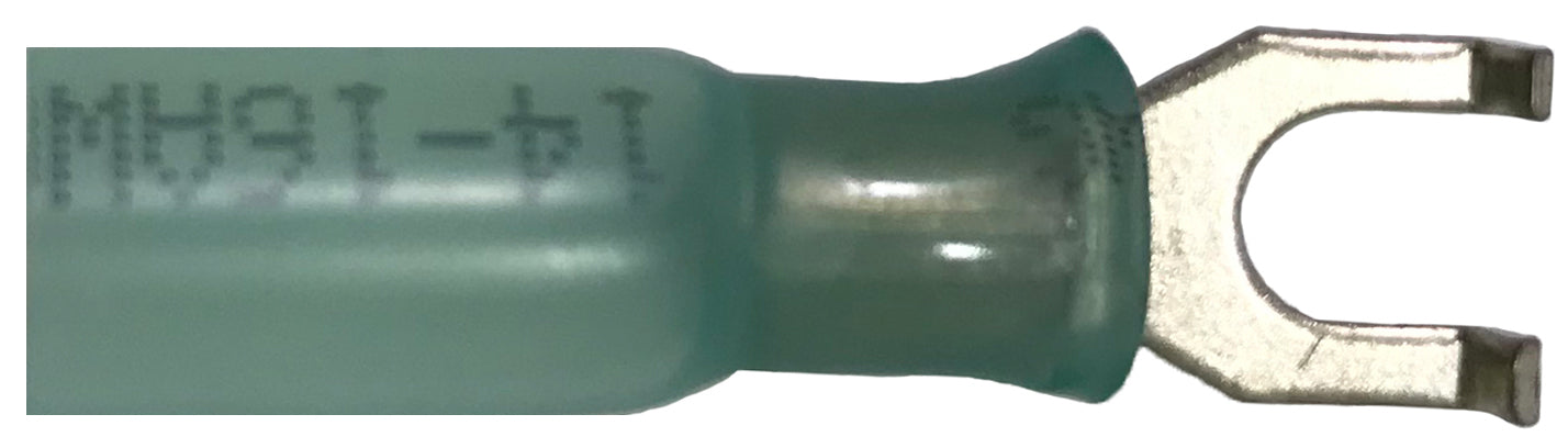 Heat Shrink & Crimp Blue Flange Spade Terminal 16-14 Gauge #8 Stud - 500 Pack