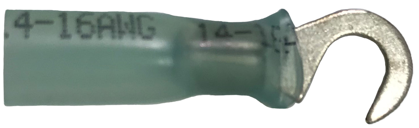 Heat Shrink & Crimp Blue Hook Terminal 16-14 Gauge #8 Stud - 500 Pack