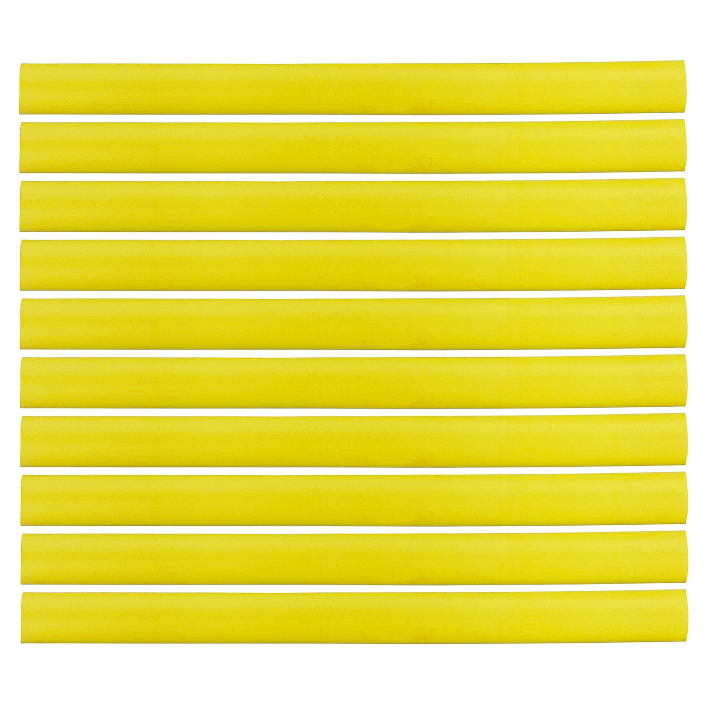 Flexible Thin Single Wall Non-Adhesive Heat Shrink Tubing 2:1 Yellow 1" ID - 12" Inch 10 Pack
