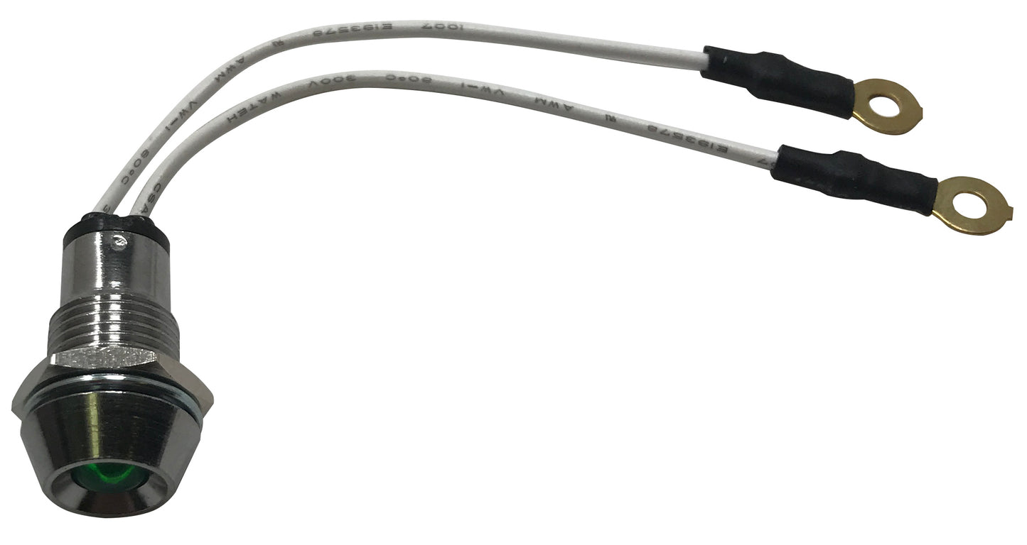Green LED Lamp Indicator Light - Chrome