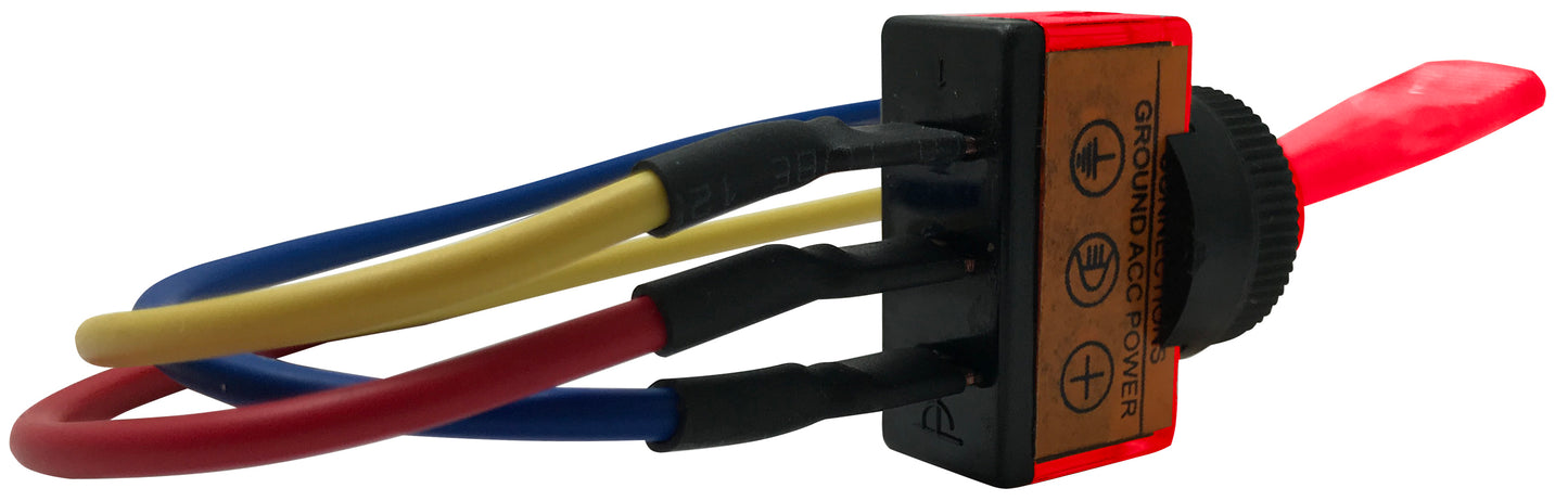 Universal Red Illuminated ON / OFF Toggle Switch SPST - 12 Volt 10 Amp W/ 6 Inch Leads