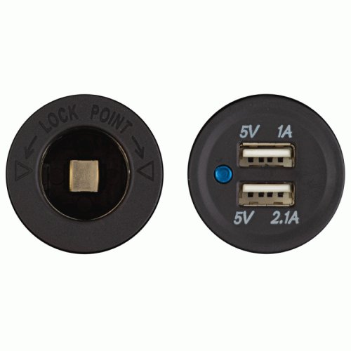 Marine Waterproof Double Socket 12V Power & Dual USB Mount