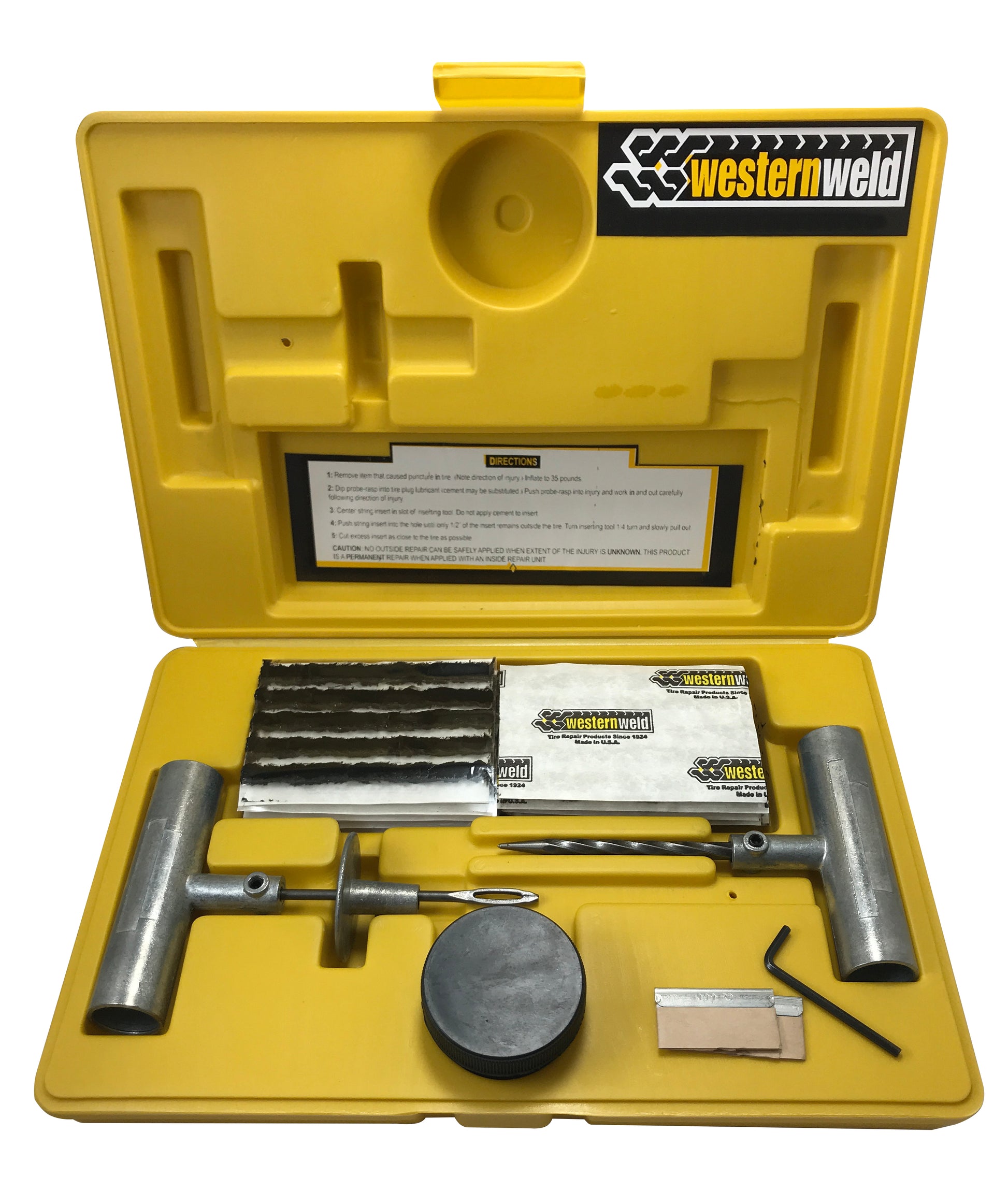 Western Weld Heavy Duty Flat Tire Repair Kit Plug & Patch Tool - USA