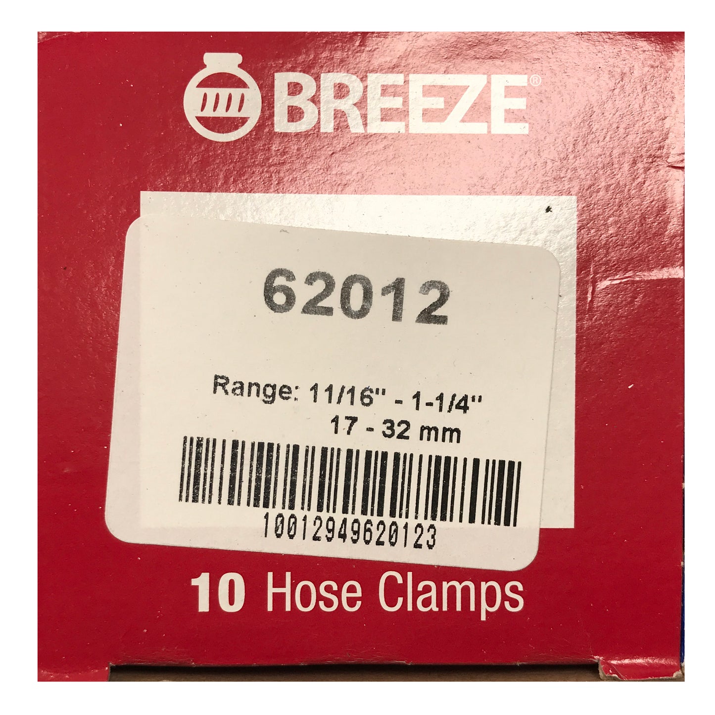 Box of 10 SAE #12 Stainless Steel 11/16" to 1-1/4" Worm Gear Hose Clamp 1/2 Band