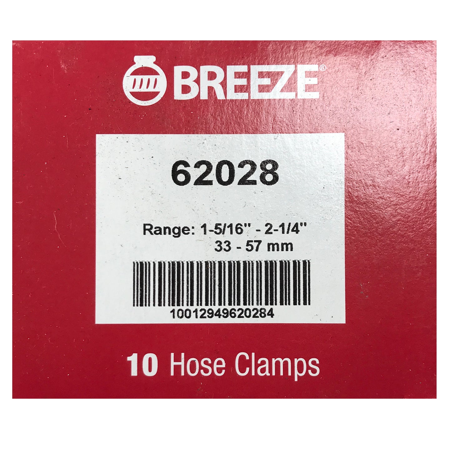 Box of 10 SAE #28 Stainless Steel 1 5/16 to 2 1/4" Worm Gear Hose Clamp 1/2 Band