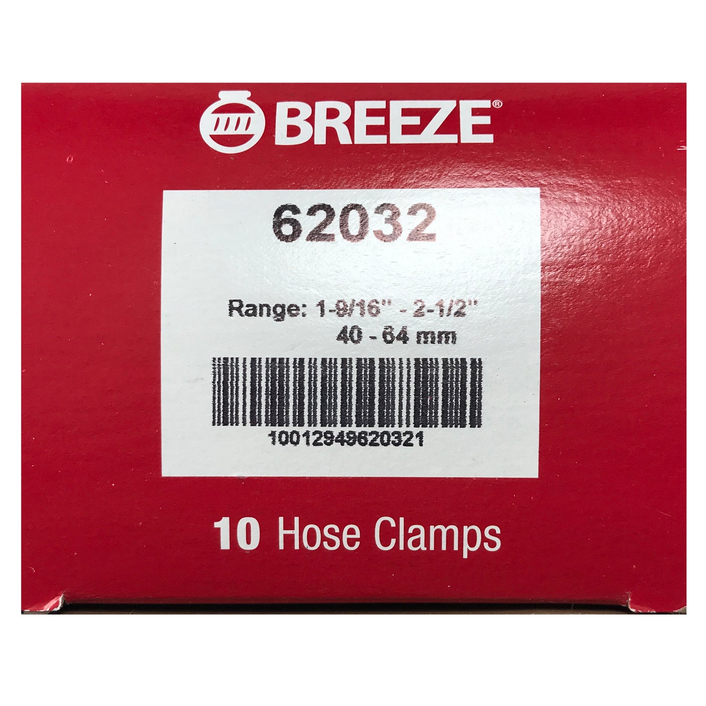 Box of 10 SAE #32 Stainless Steel 1 9/16" - 2 1/2" Worm Gear Hose Clamp 1/2 Band