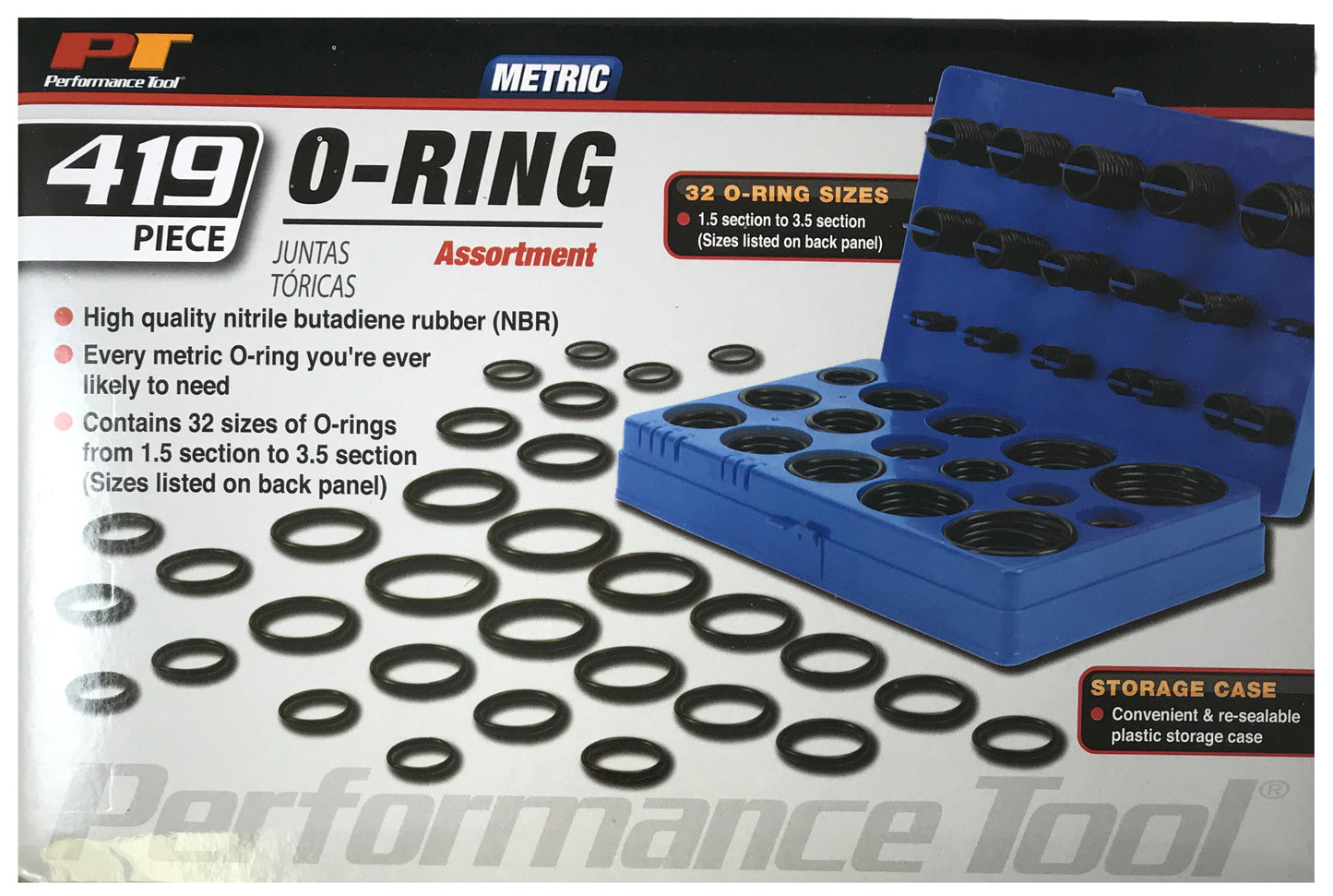 419 Pieces Giant Metric Black Nitrile O-Ring Assortment Box Kit