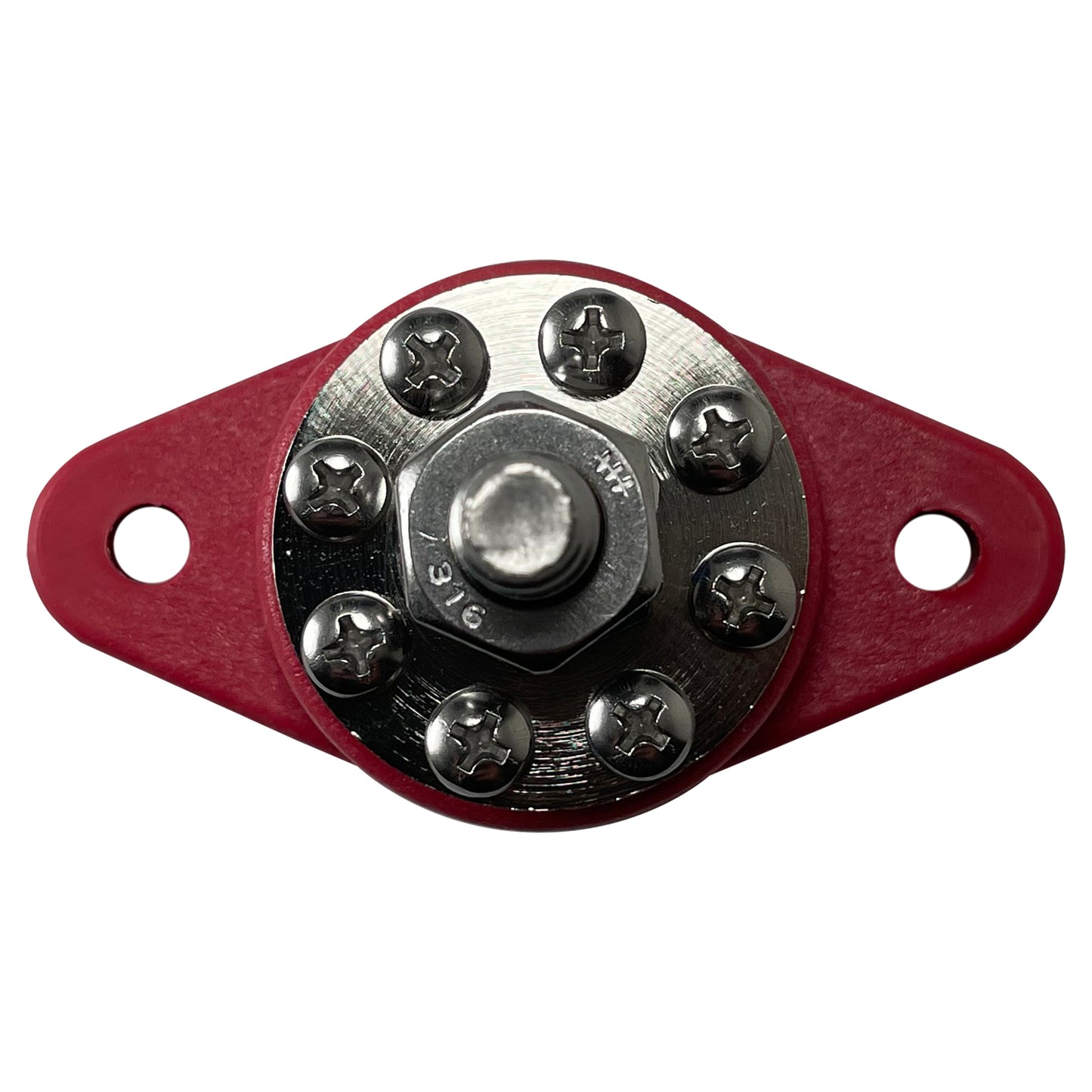 8 Point Power Distribution Post 3/8" Red With Red Insulating Boot & Clear Disc