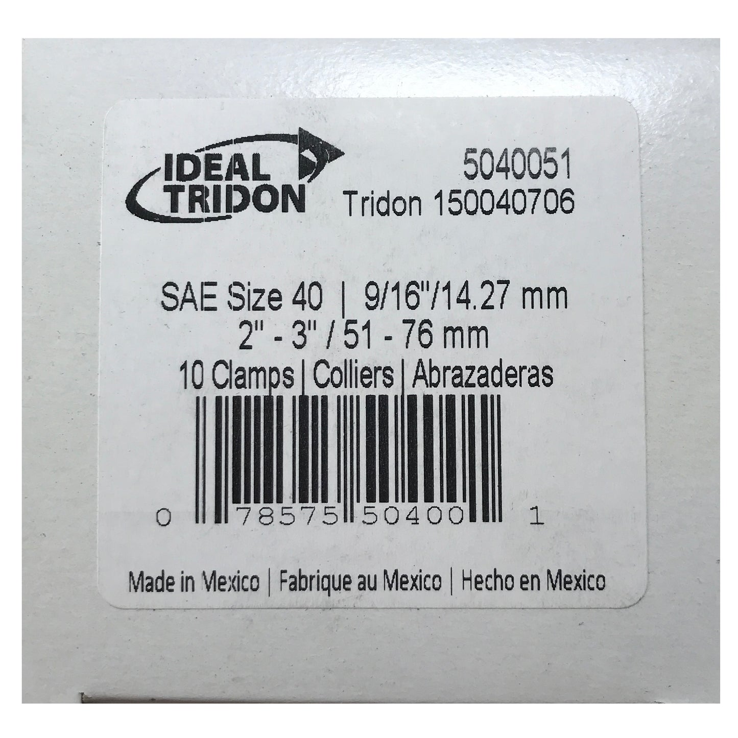 Box of 10 SAE #40 Stainless Steel 2" to 3" Worm Gear Hose Clamp 9/16" Band
