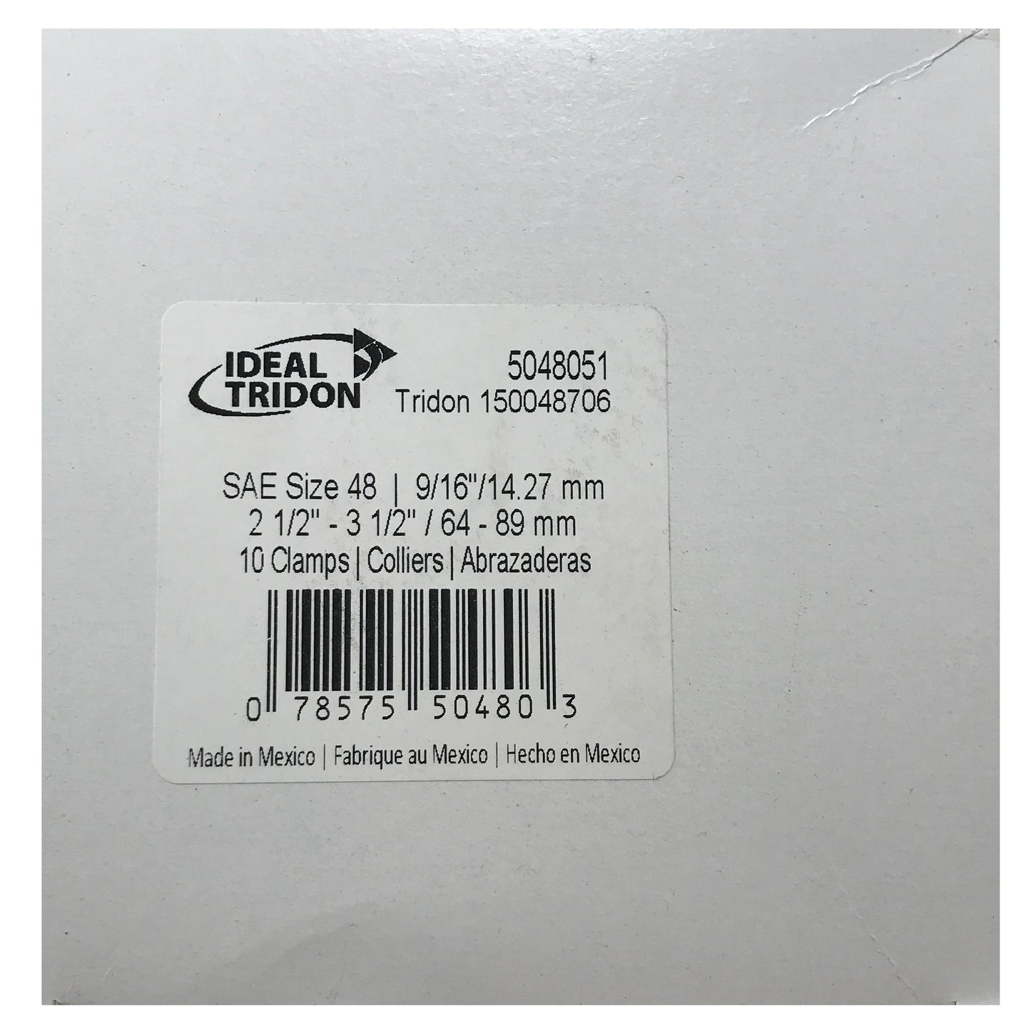 Box of 10 SAE #48 Stainless Steel 2 1/2" - 3 1/2" Worm Gear Hose Clamp 9/16 Band