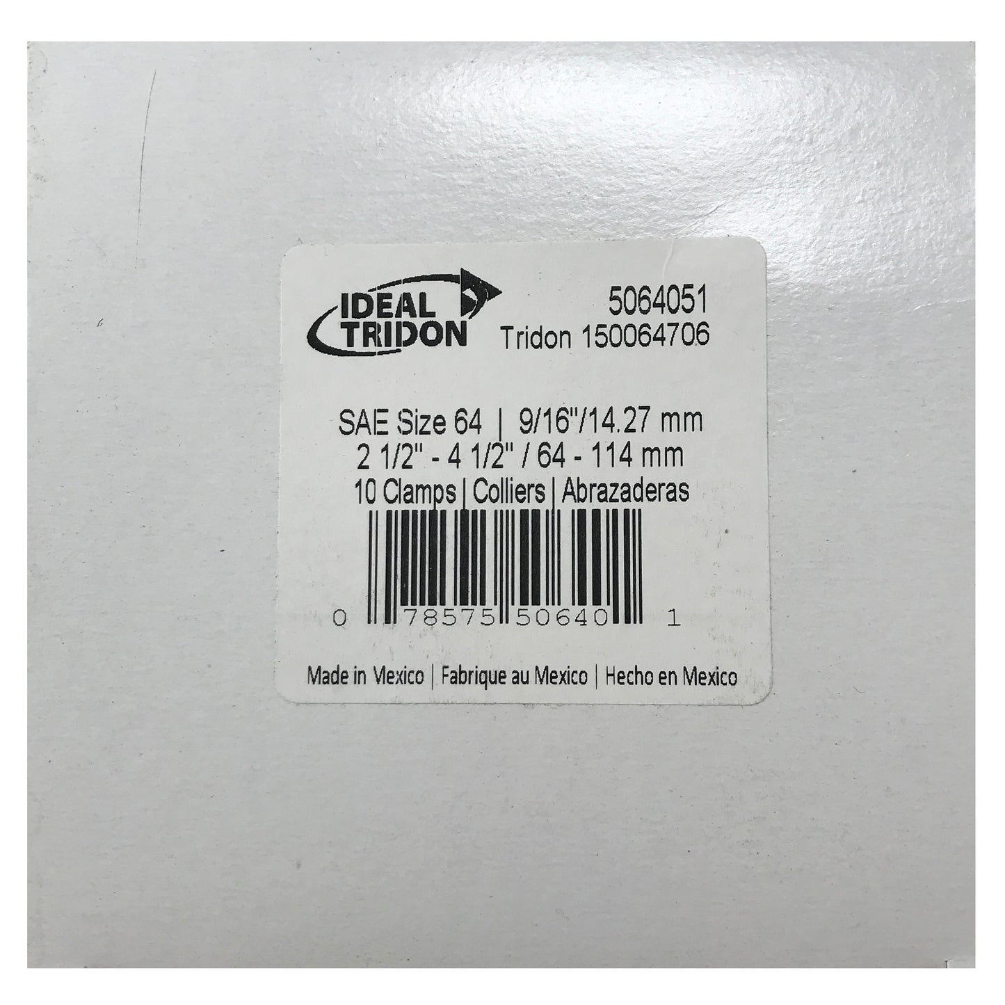 Box of 10 SAE #64 Stainless Steel 2 1/2" - 4 1/2" Worm Gear Hose Clamp 9/16 Band