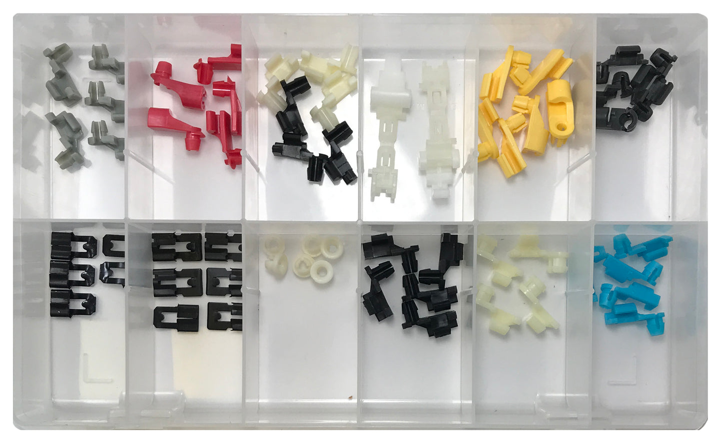 62 Piece Nylon Door Lock Rod End Clip Retainer Assortment Kit - Ford GM Chrysler Mazda