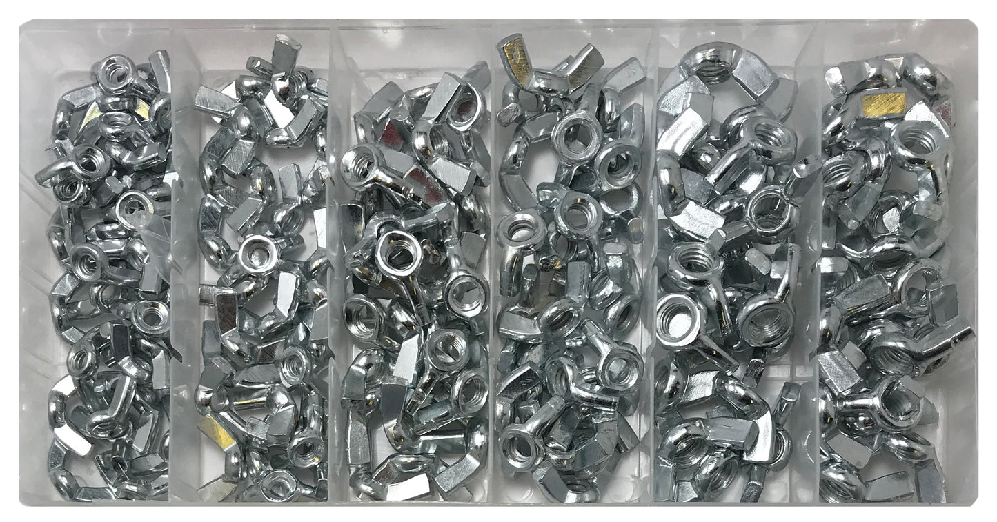 150 Piece Wing Nut Assortment Kit - 6 Popular Sizes