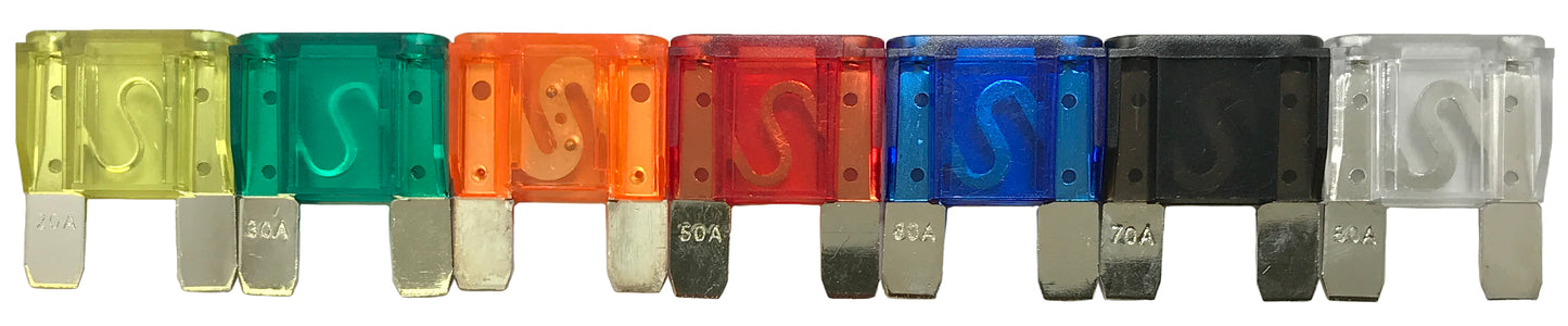 14 Piece Large 32 Volt Maxi Blade Fuse Assortment Kit - 20A to 80 AMP
