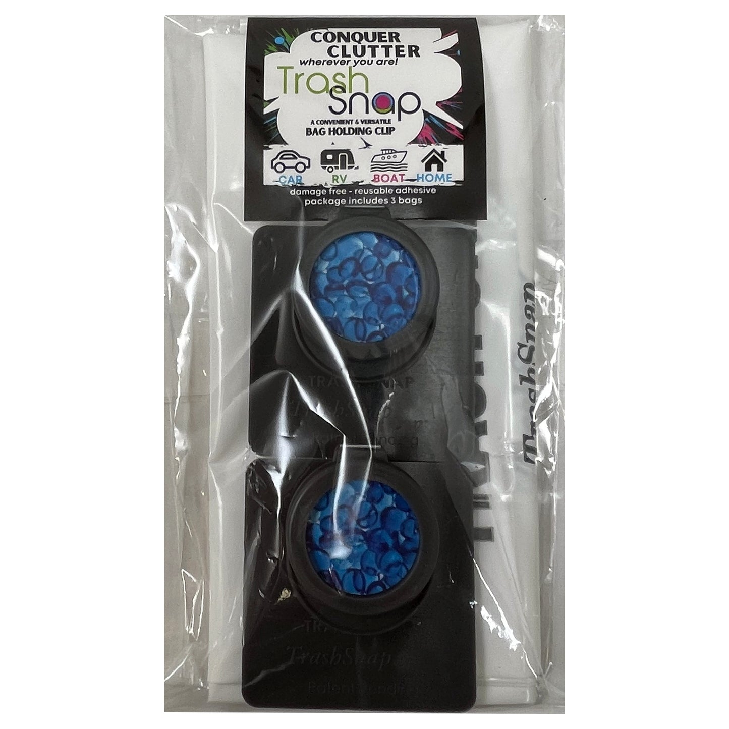 Blue Gem Logo - Trash Snap Bag Holding Clip - Includes 2 Holders & 4 Bags