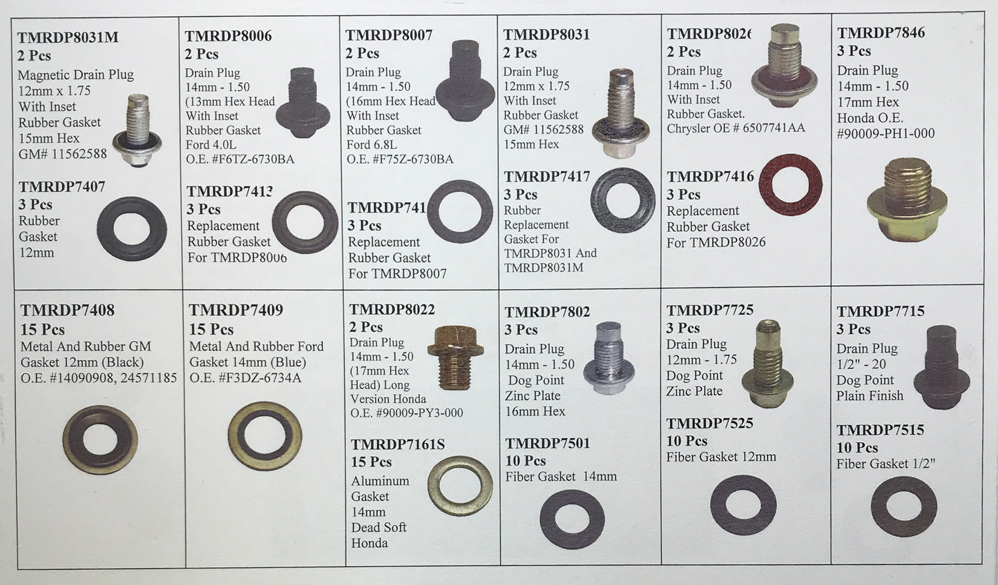 114 Piece Oil Drain Plug & Gasket Assortment Kit - "For Newer Car Applications"