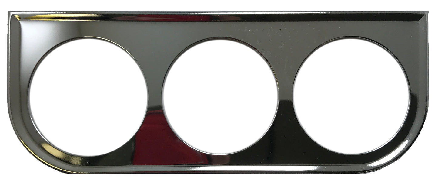 Universal Chrome Under Dash Triple Gauge Mounting Panel 2-1/16 Inch