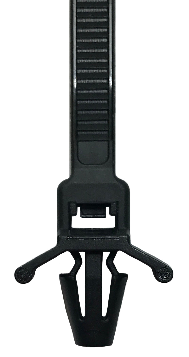Arrow Head Push Mount Black 7" Inch Cable Ties 50 lbs - 100 Pack