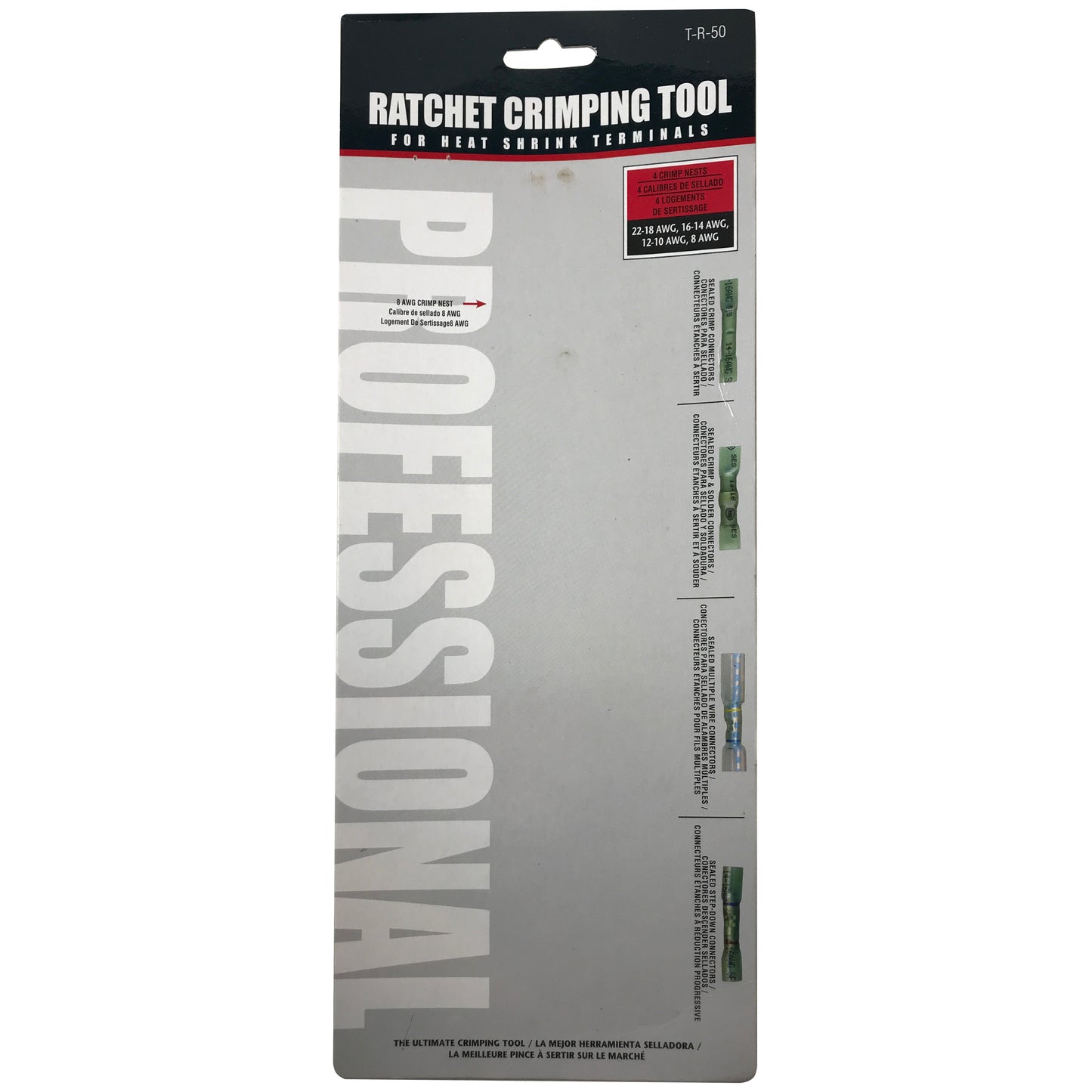 Heavy Duty Ergonomic Ratcheting Crimper Tool For 22-8 Gauge Heat Shrink Terminals