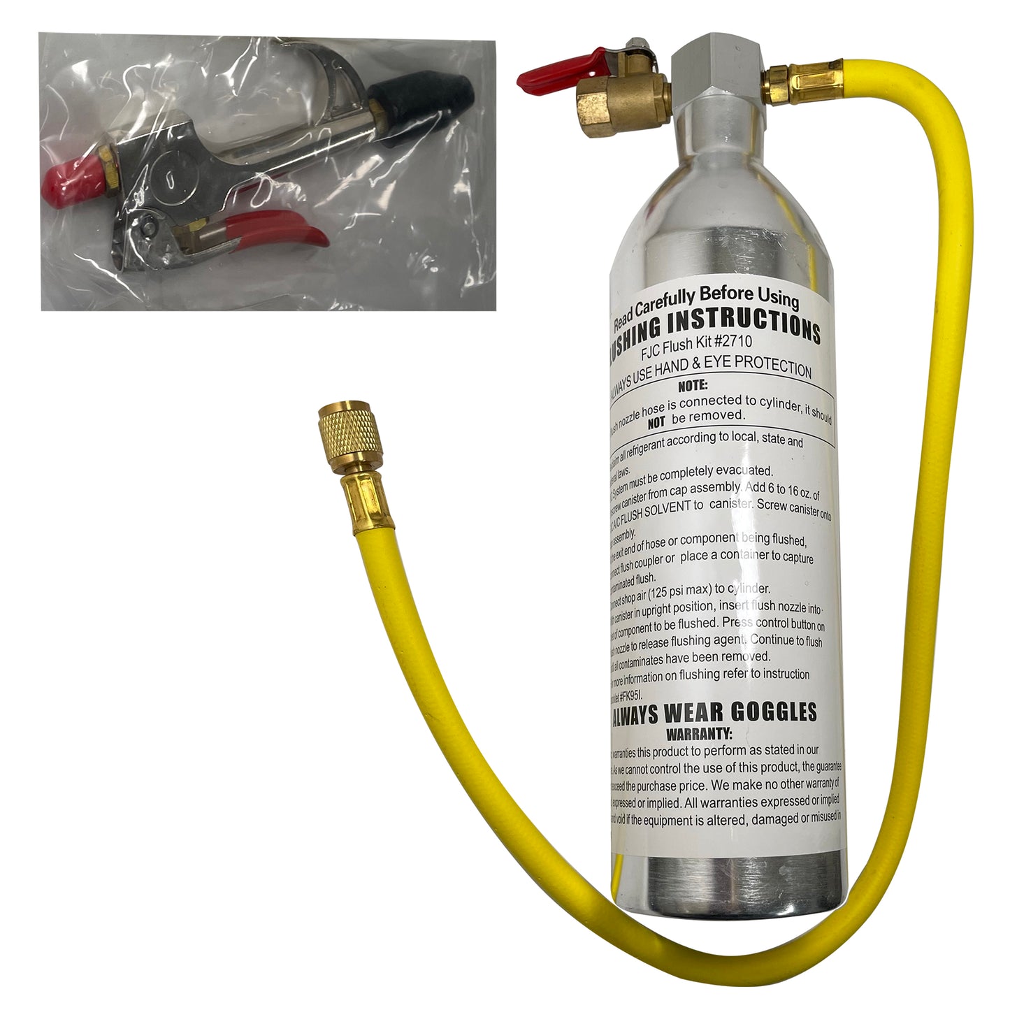 FJC Flush Gun with Flow Control Valve & Turbulent Flow Spray Head Air Compressor Adapter Kit