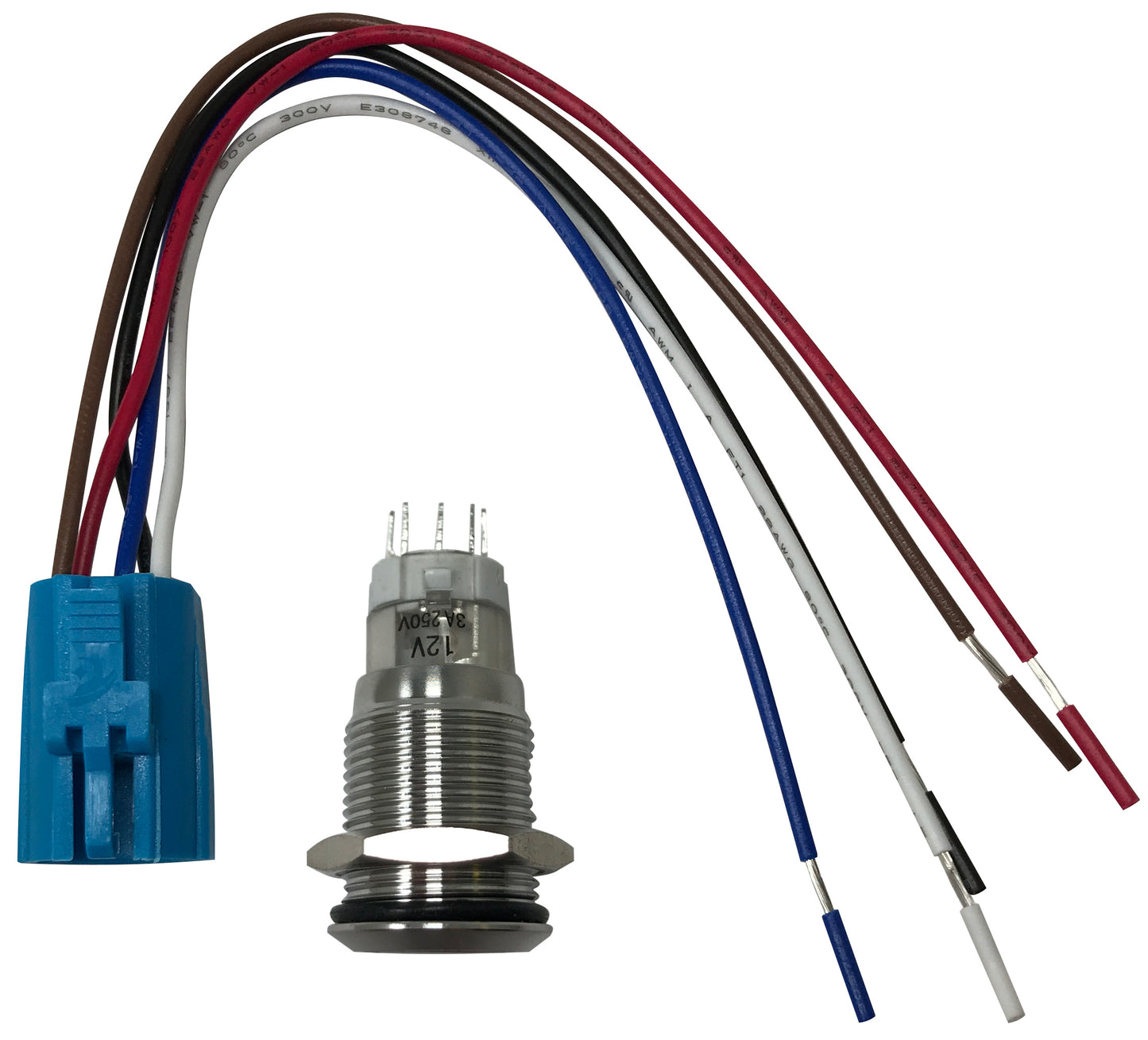 Blue LED Stainless Metal Latching Push Button Switch On Off 12V - 16mm Mounting
