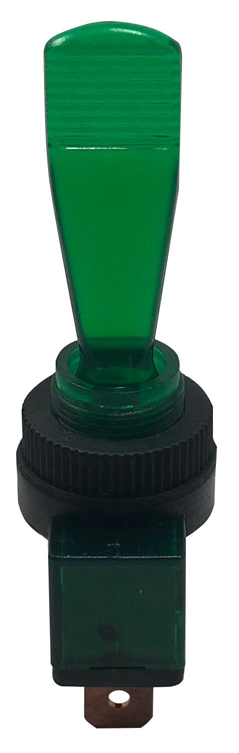 Universal Green Illuminated ON / OFF Toggle Switch SPST - 20 Amp @ 12 Volt