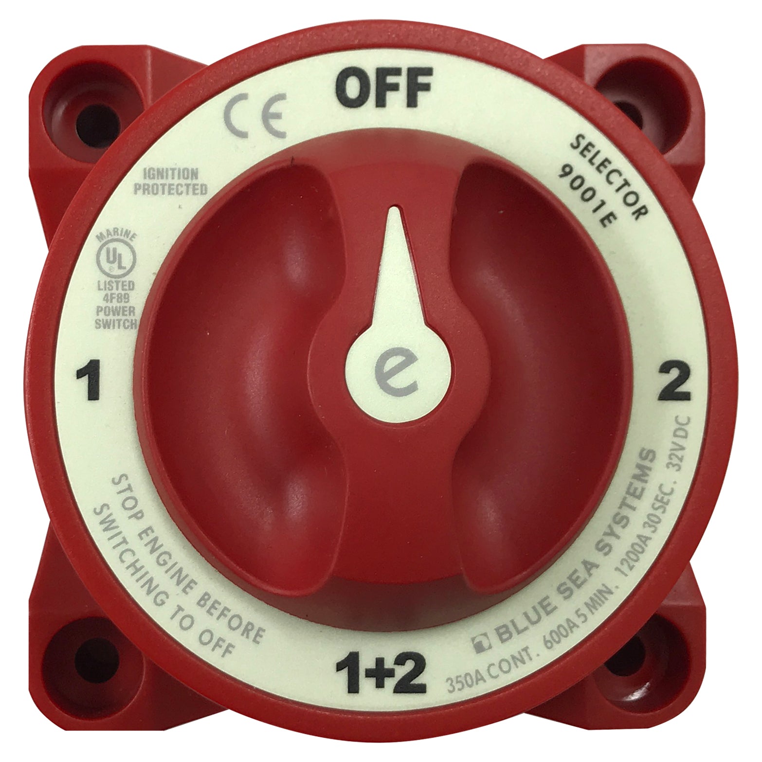 Blue Sea 9001e Marine 4-Position Dual Boat Battery Selector Switch - OFF/1/1+2/2
