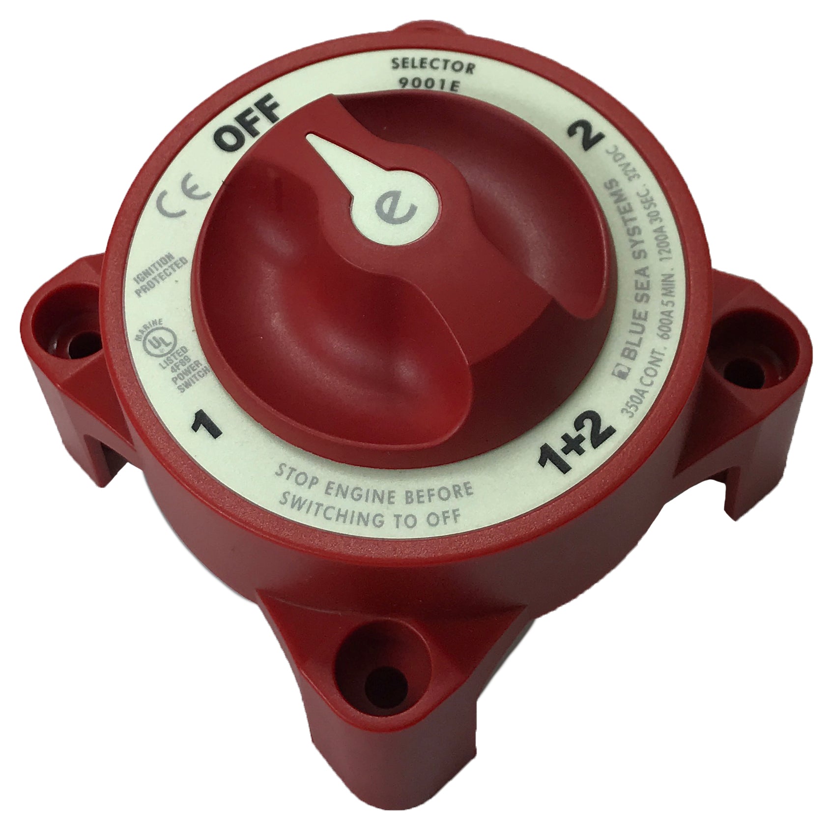 Blue Sea 9001e Marine 4-Position Dual Boat Battery Selector Switch - OFF/1/1+2/2